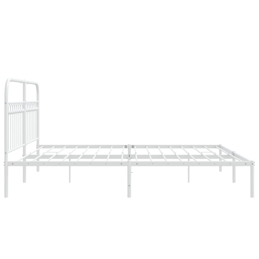 Bedframe met hoofdbord metaal wit 183x203 cm