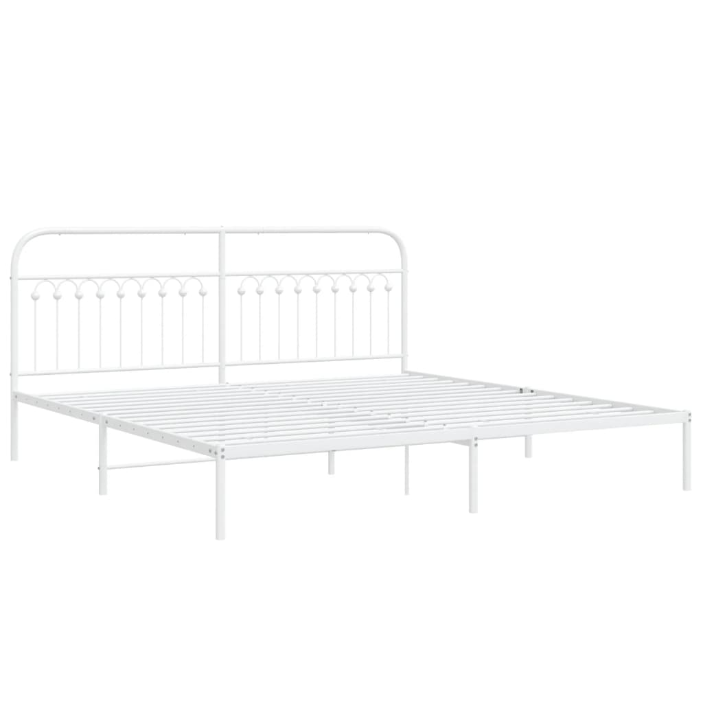 Bedframe met hoofdbord metaal wit 193x203 cm