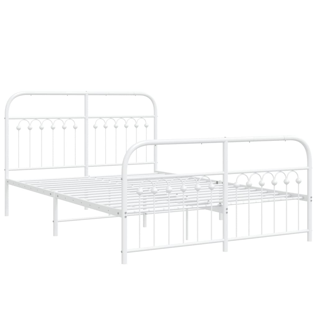 Bedframe met hoofd- en voeteneinde metaal wit 137x190 cm