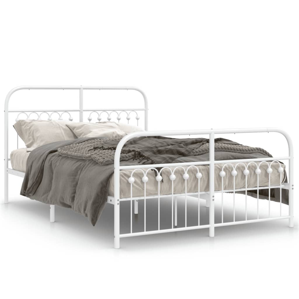 Bedframe met hoofd- en voeteneinde metaal wit 137x190 cm