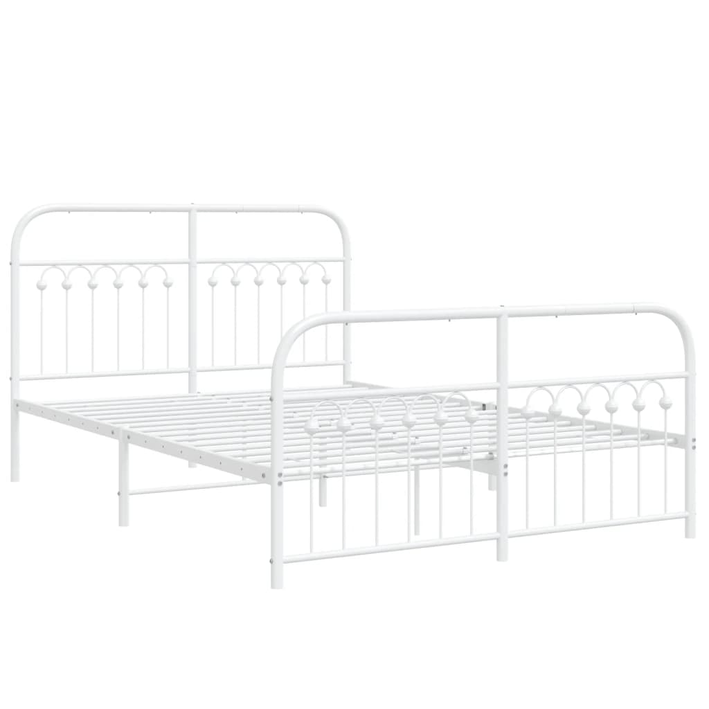 Bedframe met hoofd- en voeteneinde metaal wit 140x190 cm