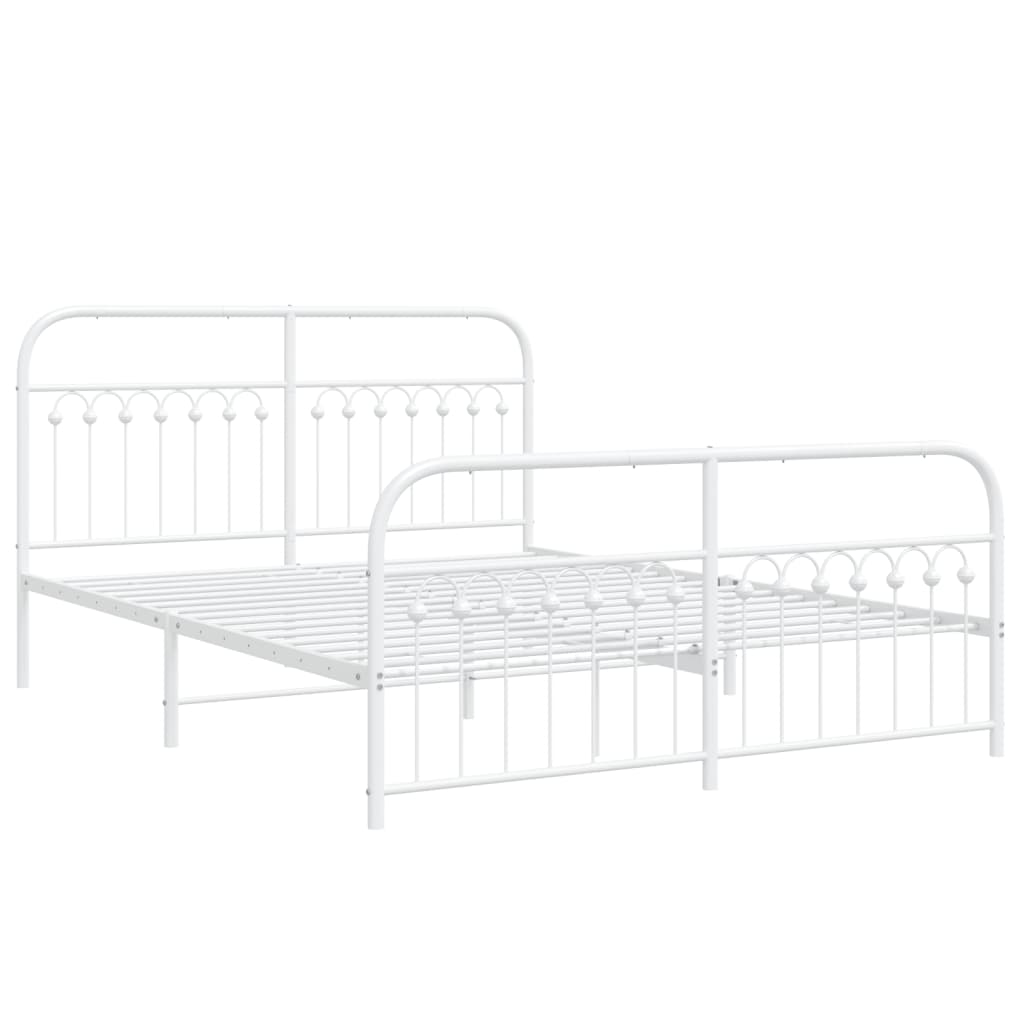 Bedframe met hoofd- en voeteneinde metaal wit 150x200 cm