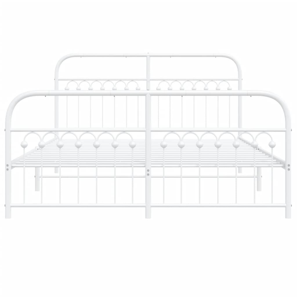 Bedframe met hoofd- en voeteneinde metaal wit 150x200 cm