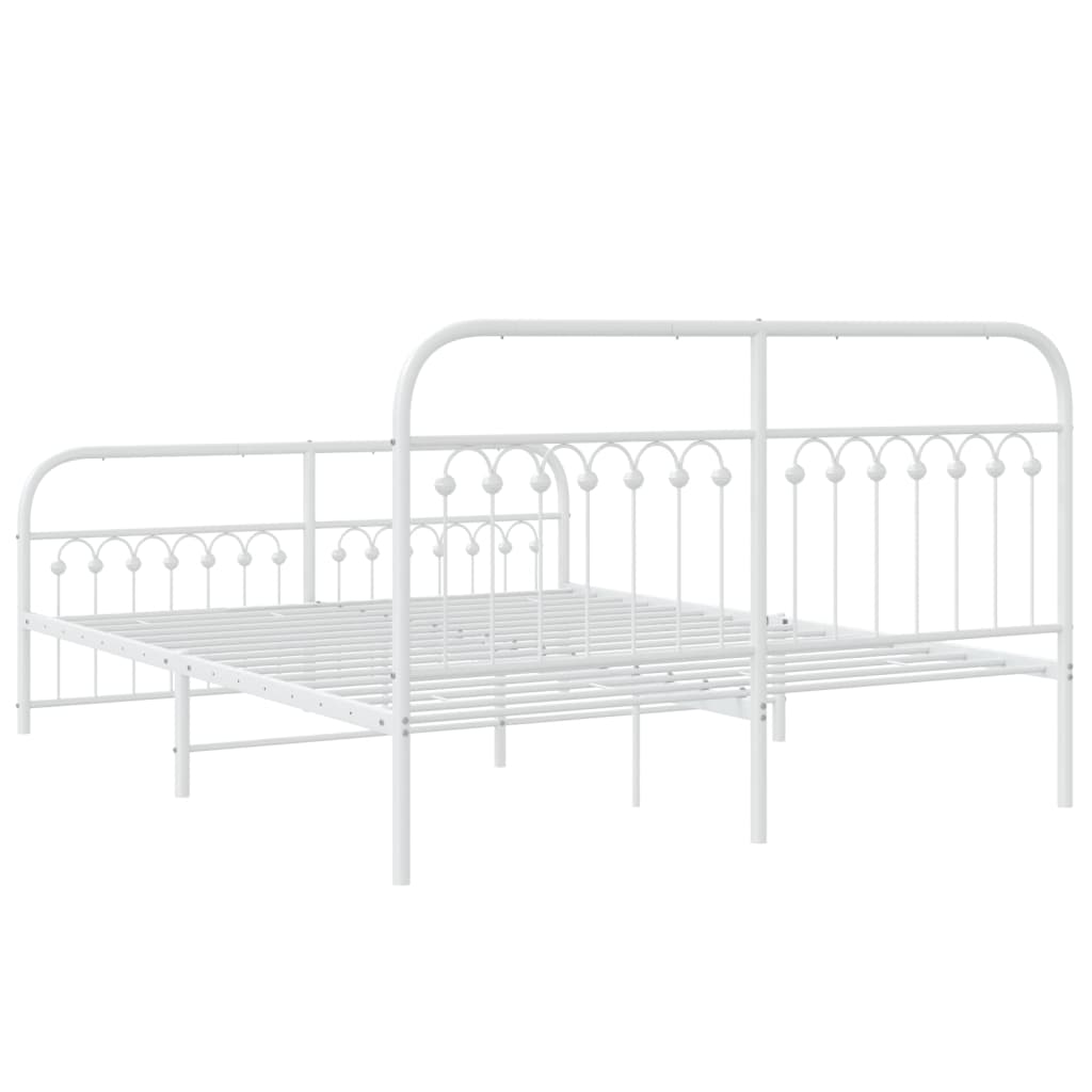 Bedframe met hoofd- en voeteneinde metaal wit 150x200 cm