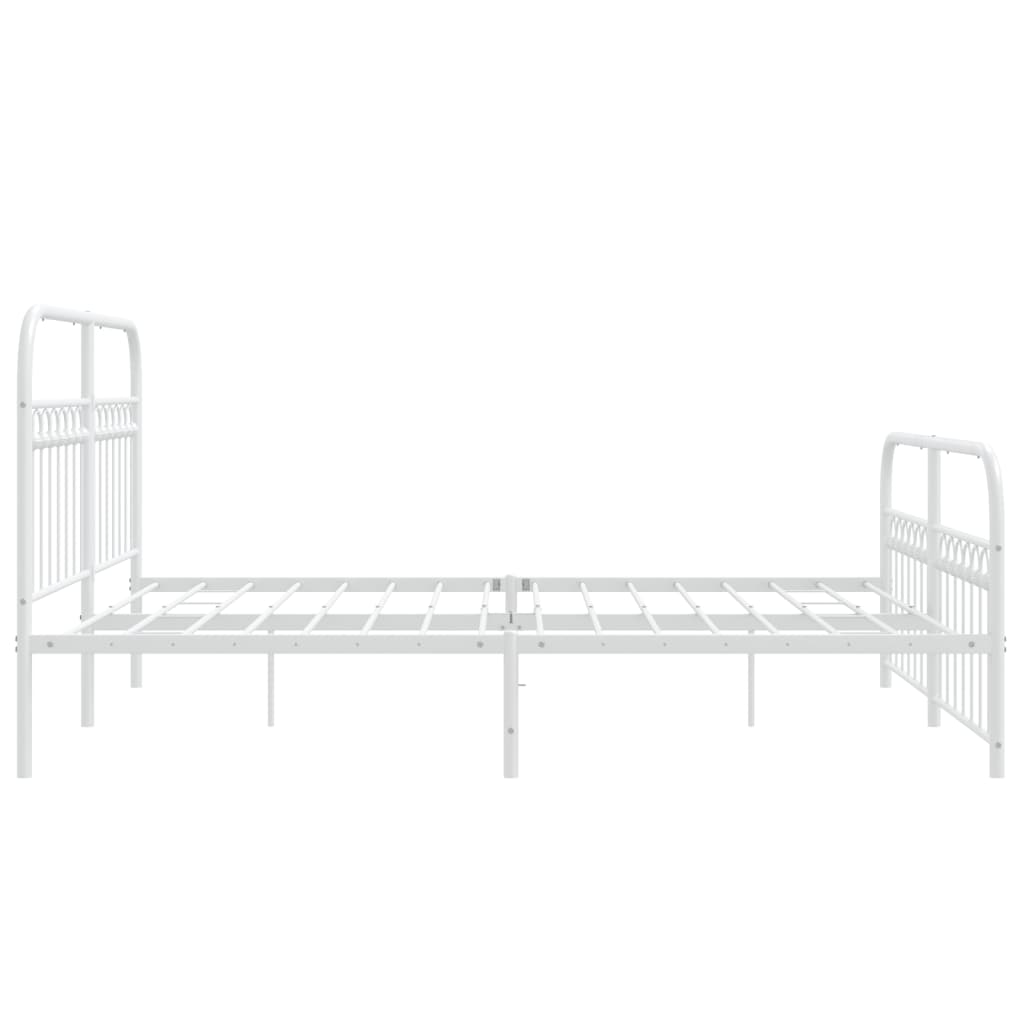 Bedframe met hoofd- en voeteneinde metaal wit 160x200 cm