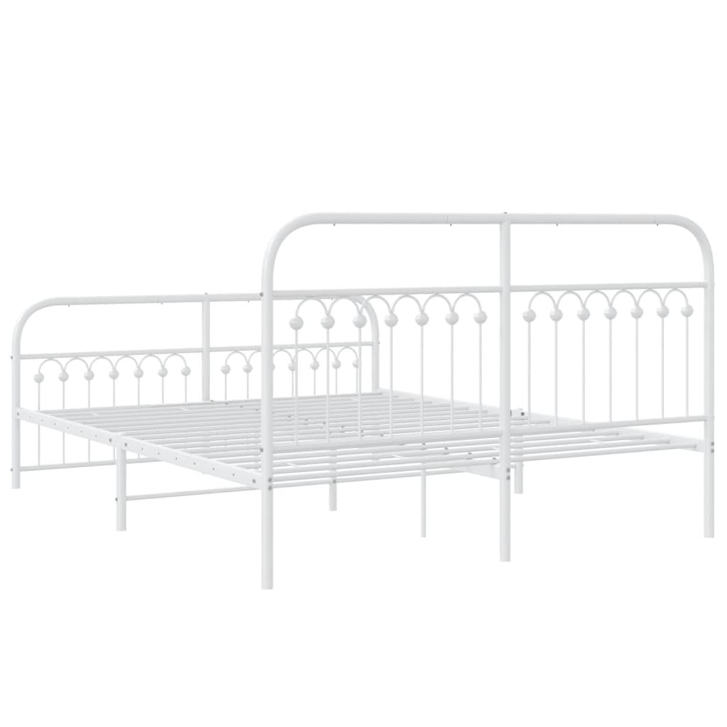 Bedframe met hoofd- en voeteneinde metaal wit 160x200 cm