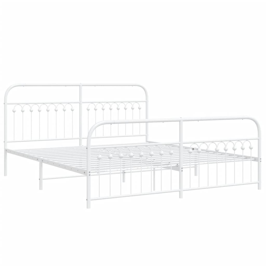 Bedframe met hoofd- en voeteneinde metaal wit 183x213 cm