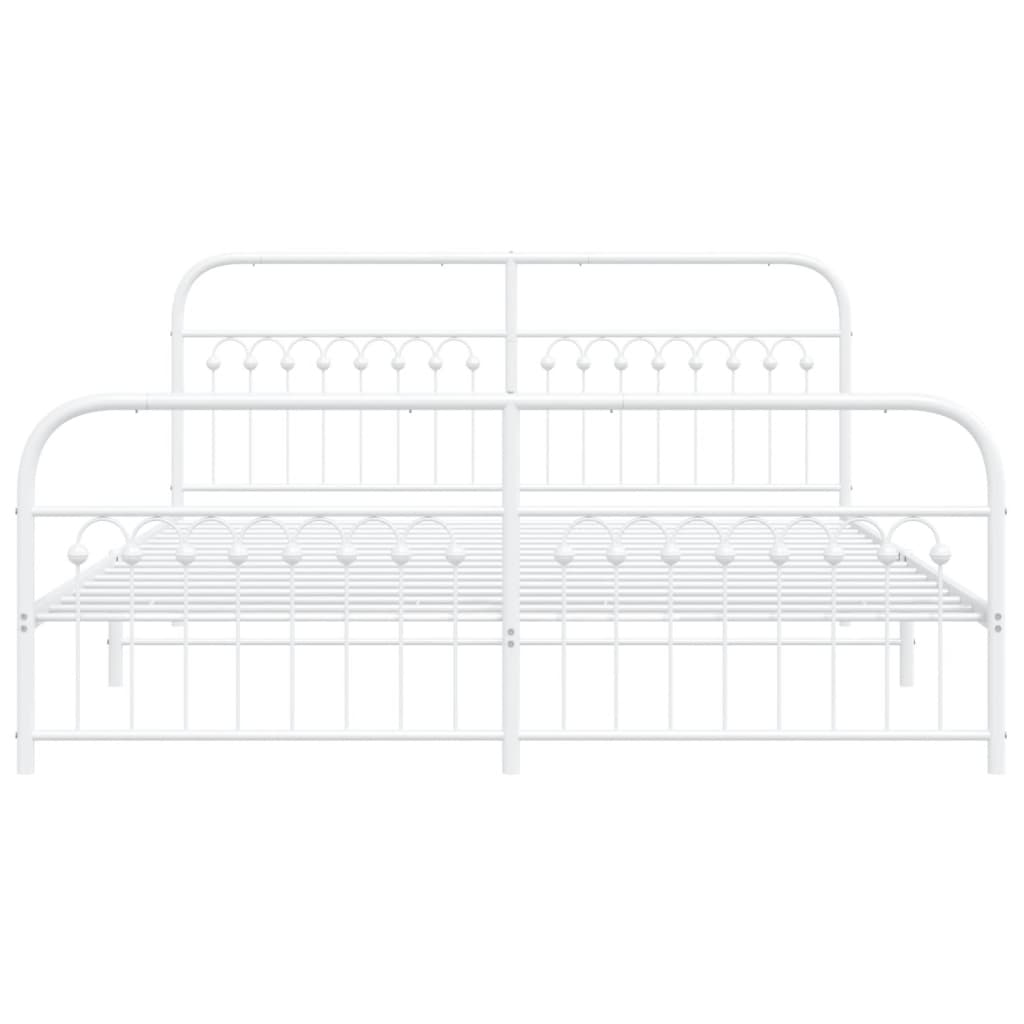 Bedframe met hoofd- en voeteneinde metaal wit 183x213 cm