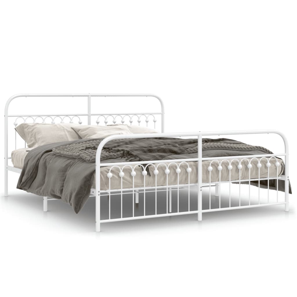 Bedframe met hoofd- en voeteneinde metaal wit 183x213 cm