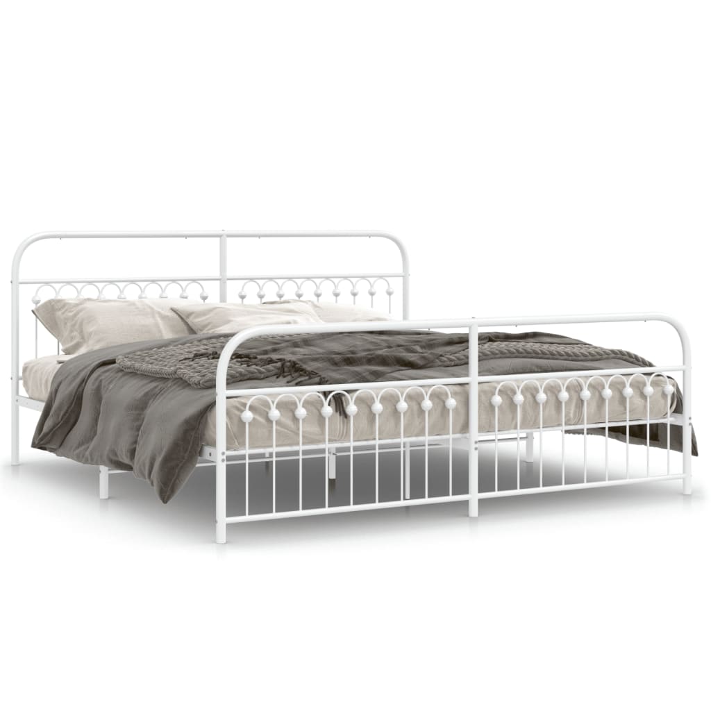 Bedframe met hoofd- en voeteneinde metaal wit 193x203 cm