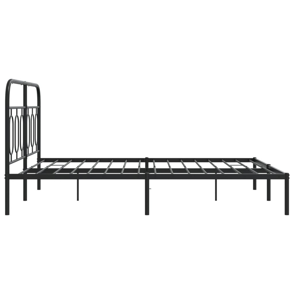 Bedframe met hoofdbord metaal zwart 135x190 cm