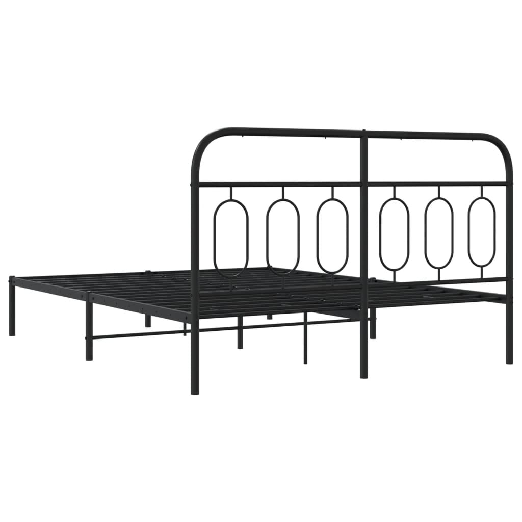 Bedframe met hoofdbord metaal zwart 135x190 cm