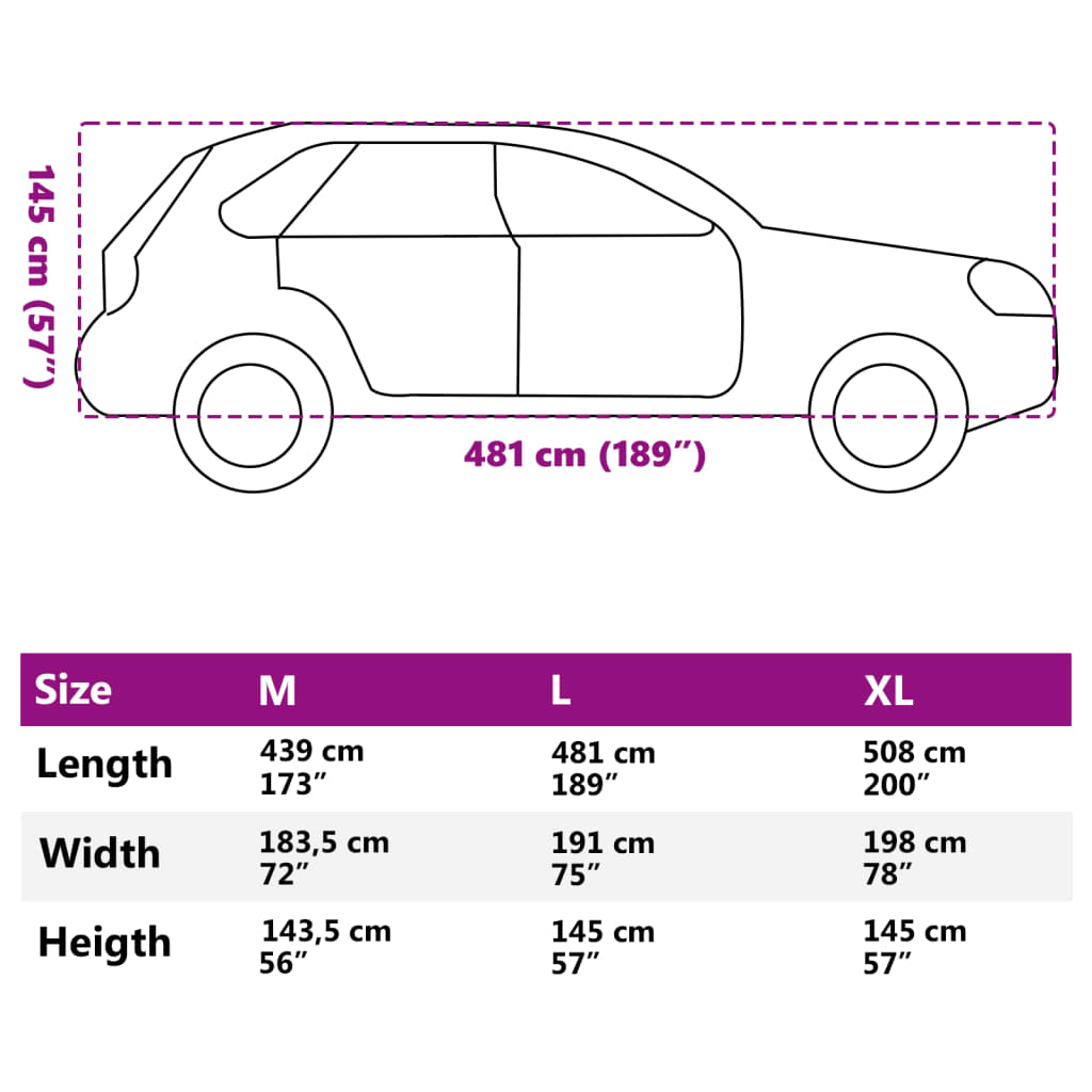 Autohoes voor SUV L nonwoven stof volledig grijs