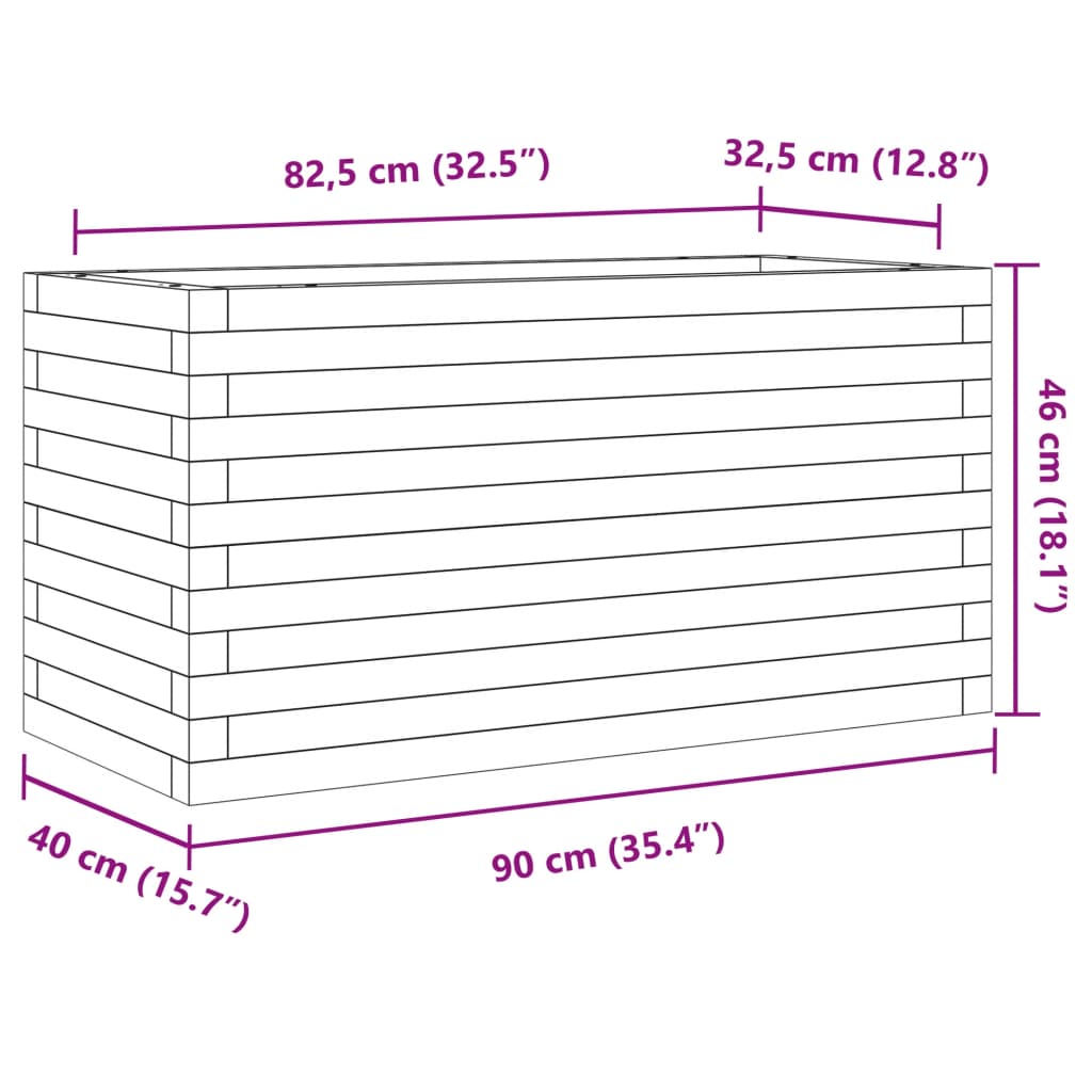 Plantenbak 90x40x46 cm massief grenenhout wasbruin