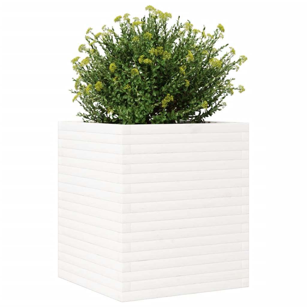 Plantenbak 60x60x68,5 cm massief grenenhout wit