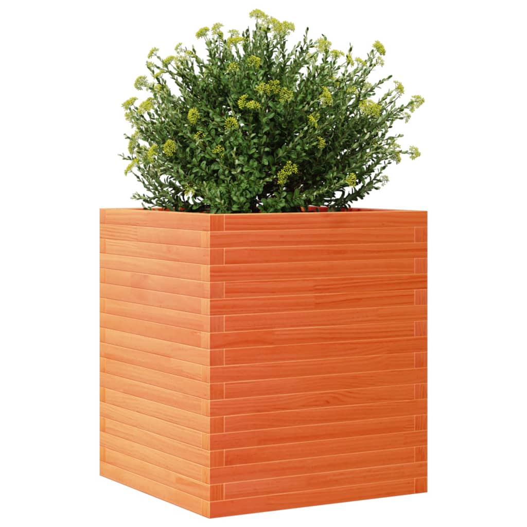 Plantenbak 60x60x68,5 cm massief grenenhout wasbruin