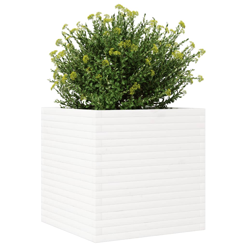 Plantenbak 70x70x68,5 cm massief grenenhout wit