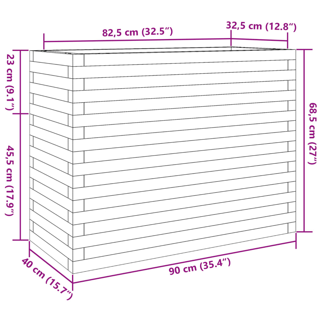 Plantenbak 90x40x68,5 cm massief grenenhout