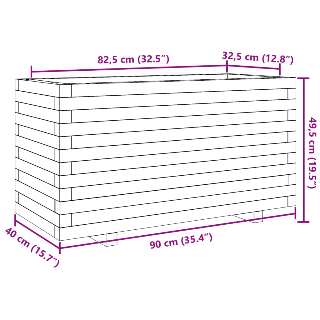 Plantenbak 90x40x49,5 cm geïmpregneerd grenenhout