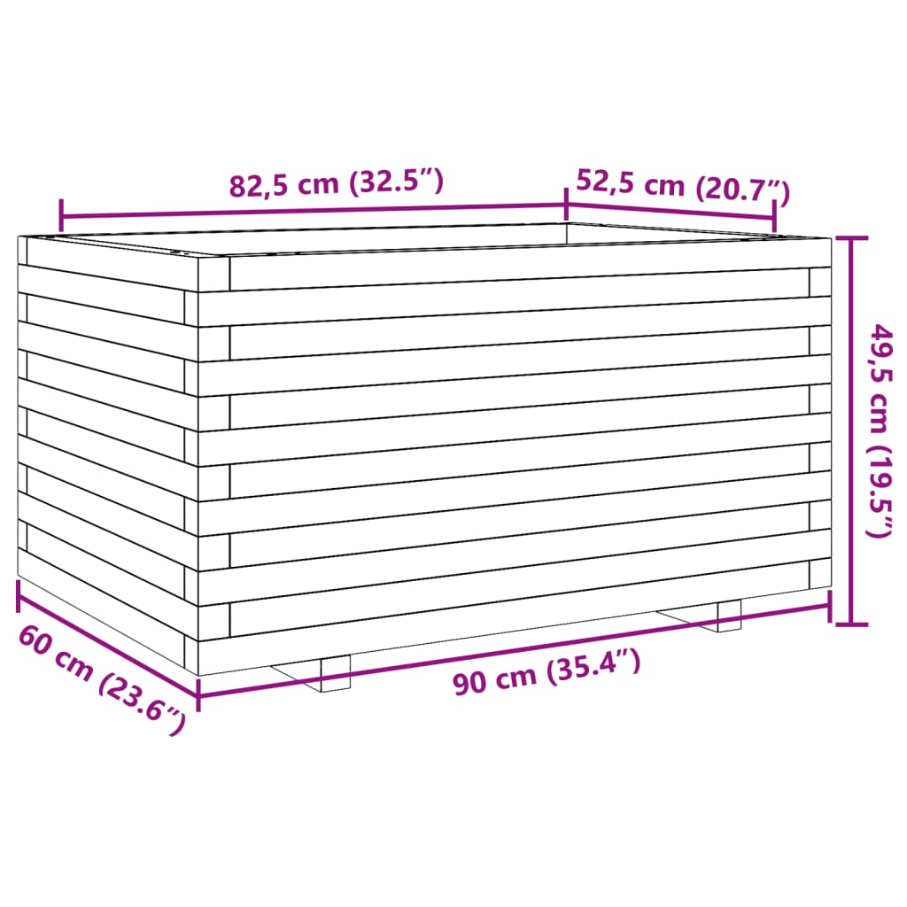 Plantenbak 90x60x49,5 cm geïmpregneerd grenenhout