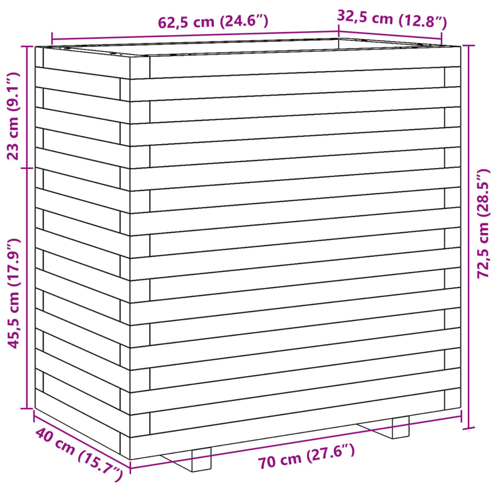 Plantenbak 70x40x72,5 cm geïmpregneerd grenenhout