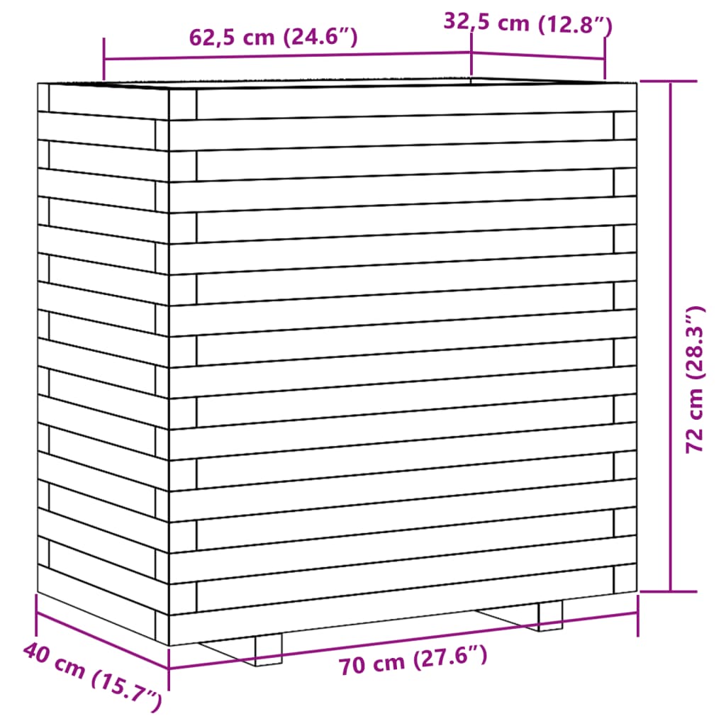 Plantenbak 70x40x72 cm geïmpregneerd grenenhout