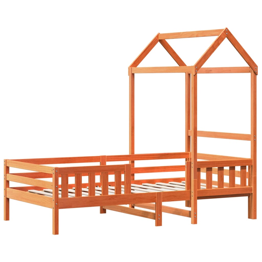 Bedframe met huisje massief grenenhout wasbruin 100x200 cm