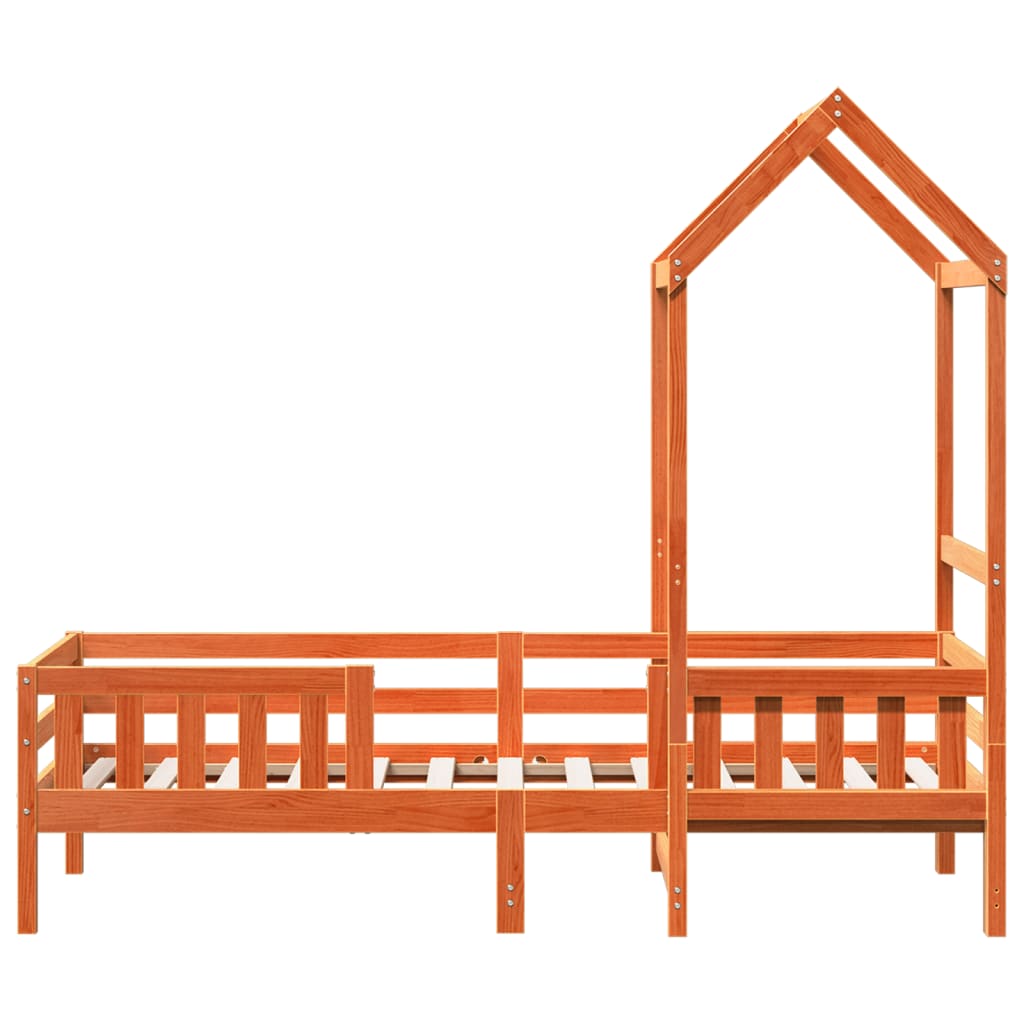 Bedframe met huisje massief grenenhout wasbruin 100x200 cm