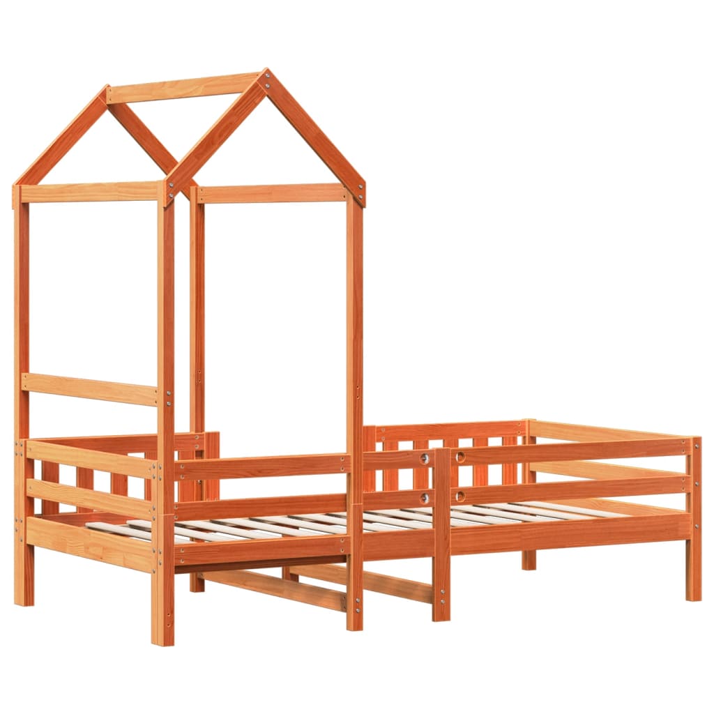 Bedframe met huisje massief grenenhout wasbruin 100x200 cm