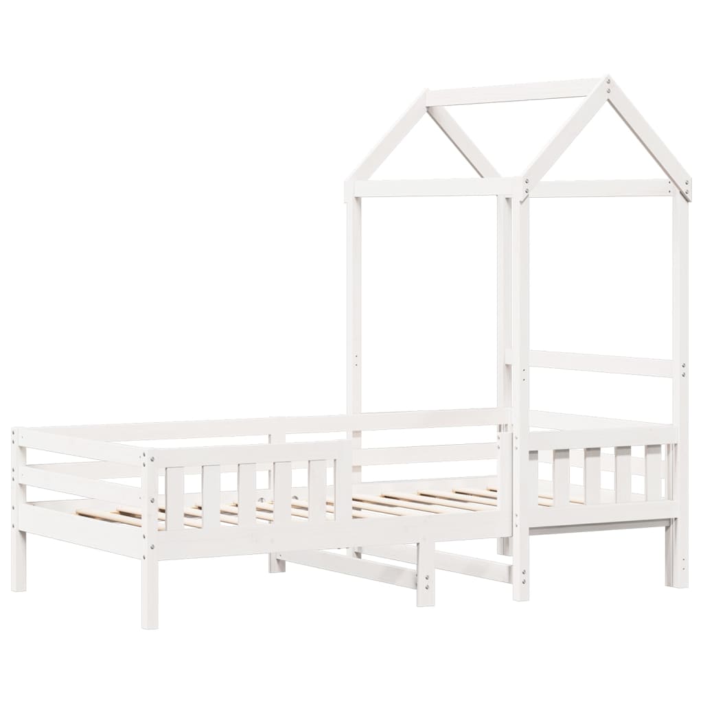 Bedframe met huisje massief grenenhout wit 90x200 cm