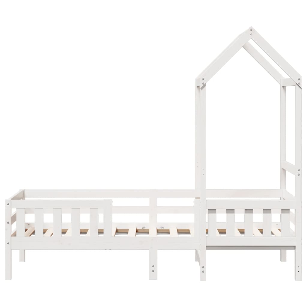 Bedframe met huisje massief grenenhout wit 90x200 cm