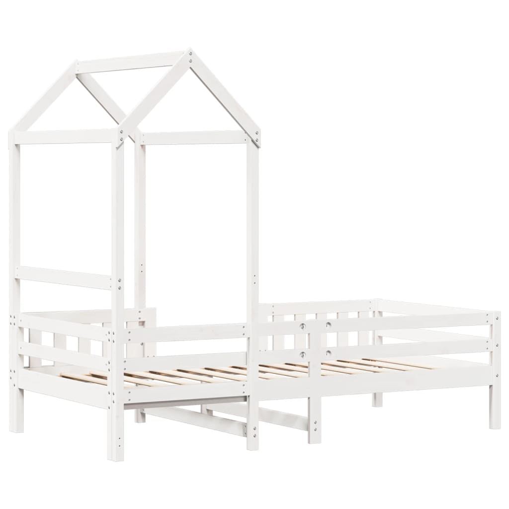 Bedframe met huisje massief grenenhout wit 90x200 cm