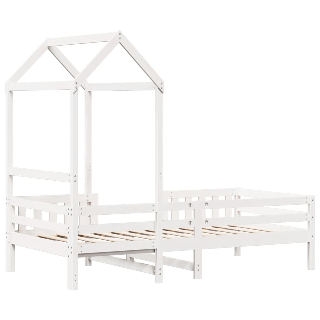 Bedframe met huisje massief grenenhout wit 90x190 cm