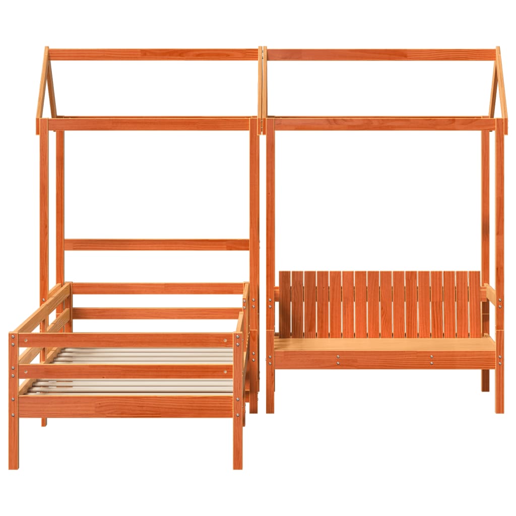 Kinderbed met huisje massief grenenhout wasbruin 90x190 cm