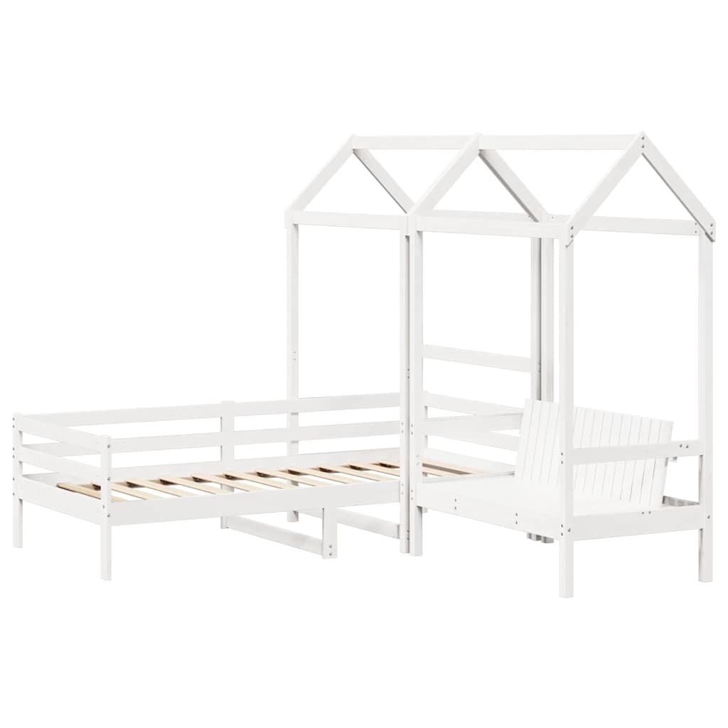 Kinderbed Met Huisje En Bankje Massief Grenenhout 80 x 200 cm Wit
