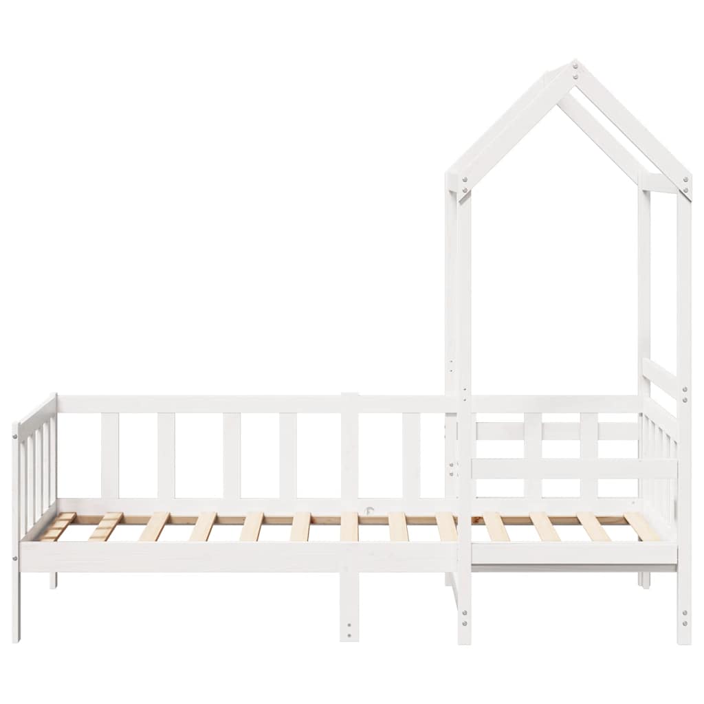 Kinderbed Met Huisje En Bankje Massief Grenenhout 80 x 200 cm Wit