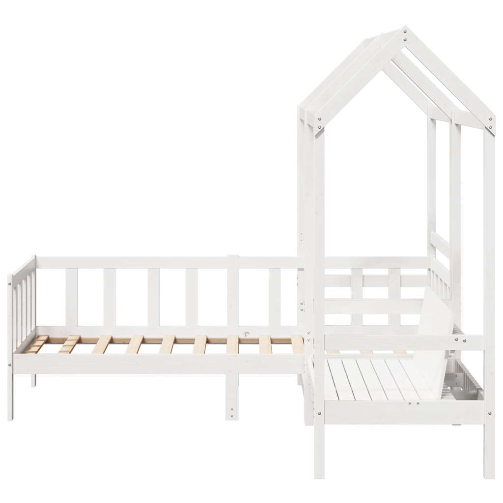 Kinderbed Met Huisje En Bankje Massief Grenenhout 80 x 200 cm Wit