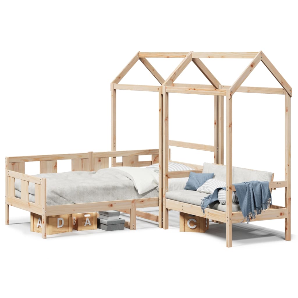 Kinderbed Met Huisje En Bankje Massief Grenenhout 80 x 200 cm