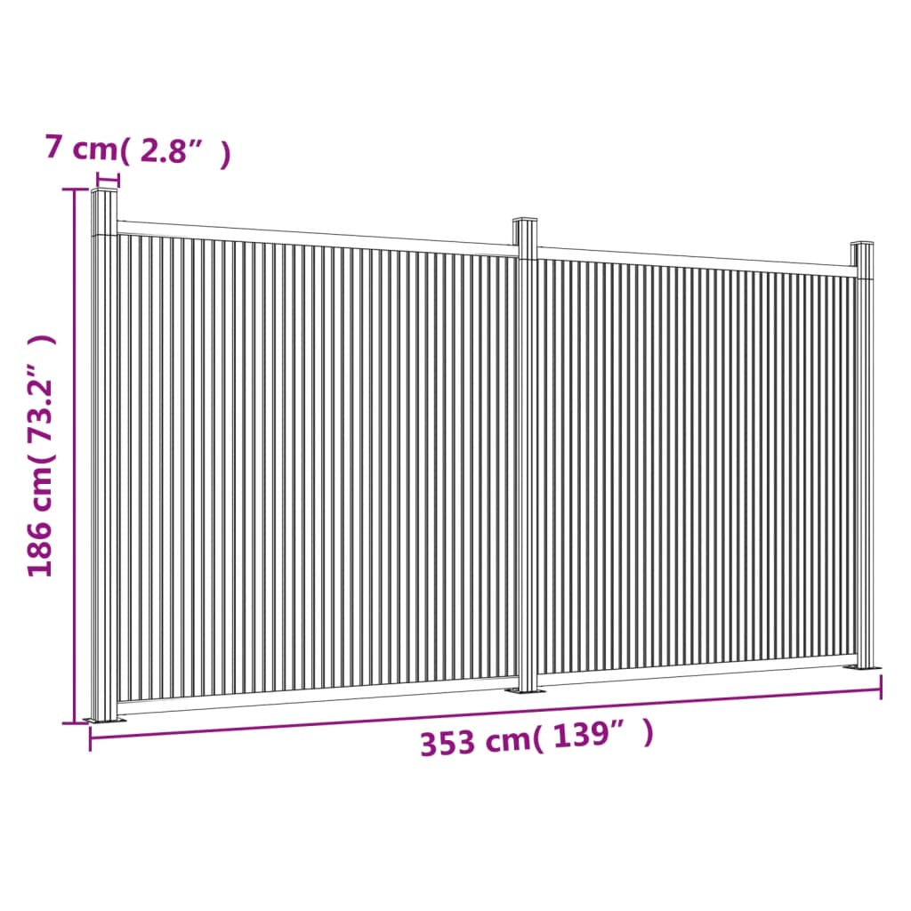 Schuttingpaneel 353X186 Cm Hkc Grijs