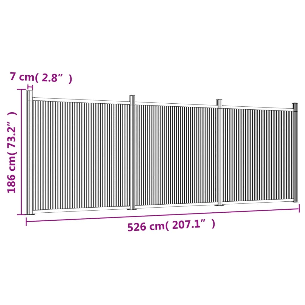 Schuttingpaneel 526X186 Cm Hkc Grijs