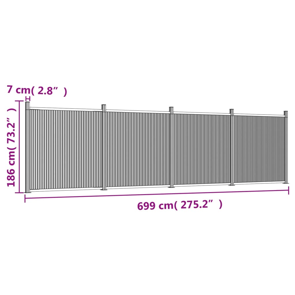 Schuttingpaneel 699X186 Cm Hkc Grijs