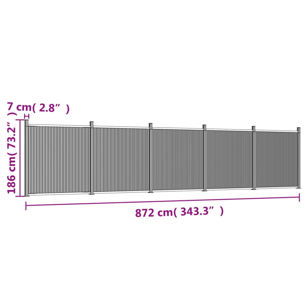 Schuttingpaneel 872X186 Cm Hkc Grijs