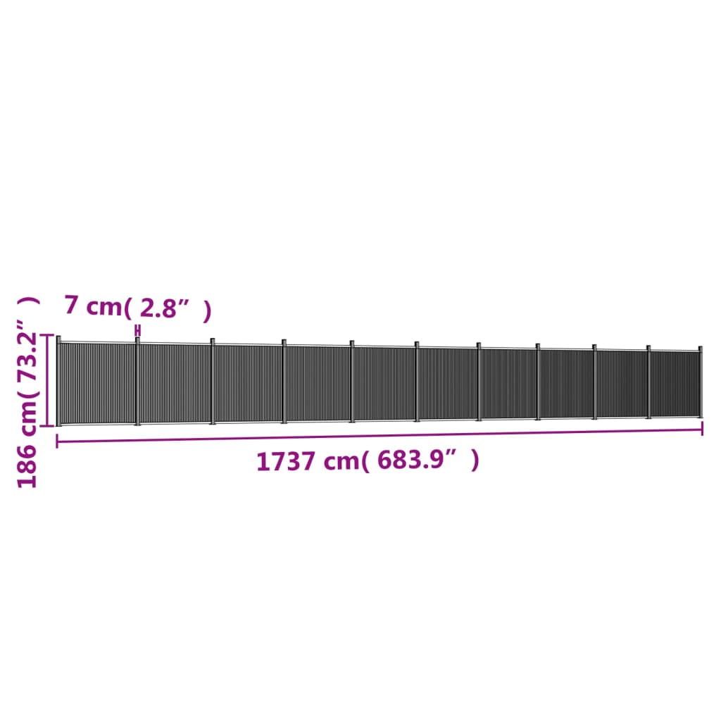 Schuttingpaneel 1737X186 Cm Hkc Grijs