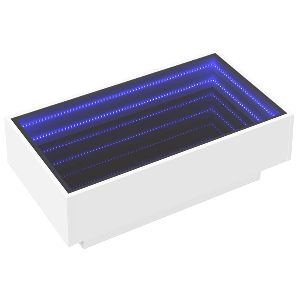 Salontafel met LED 90x50x30 cm bewerkt hout wit