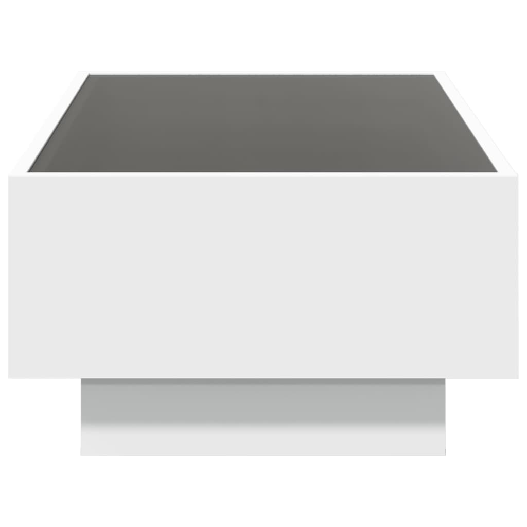 Salontafel met LED 90x50x30 cm bewerkt hout wit