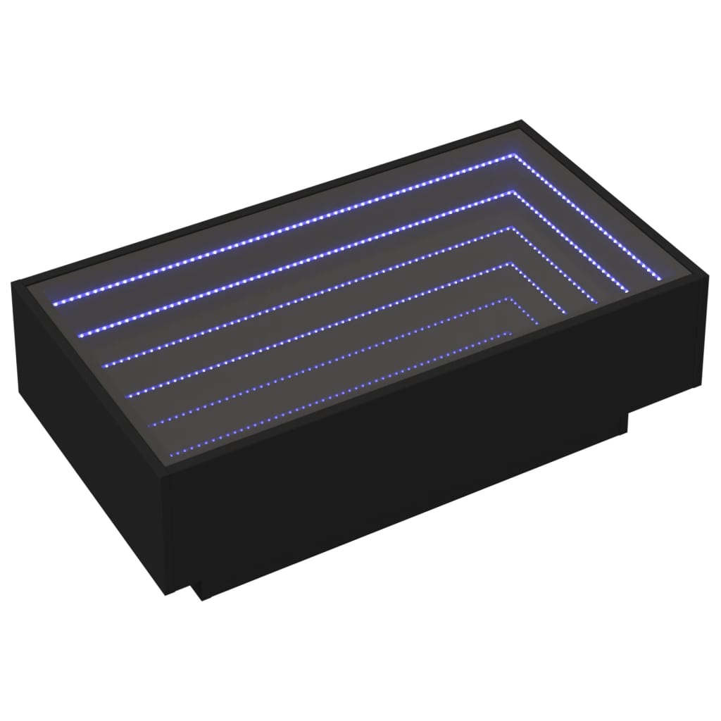 Salontafel met LED 90x50x30 cm bewerkt hout zwart