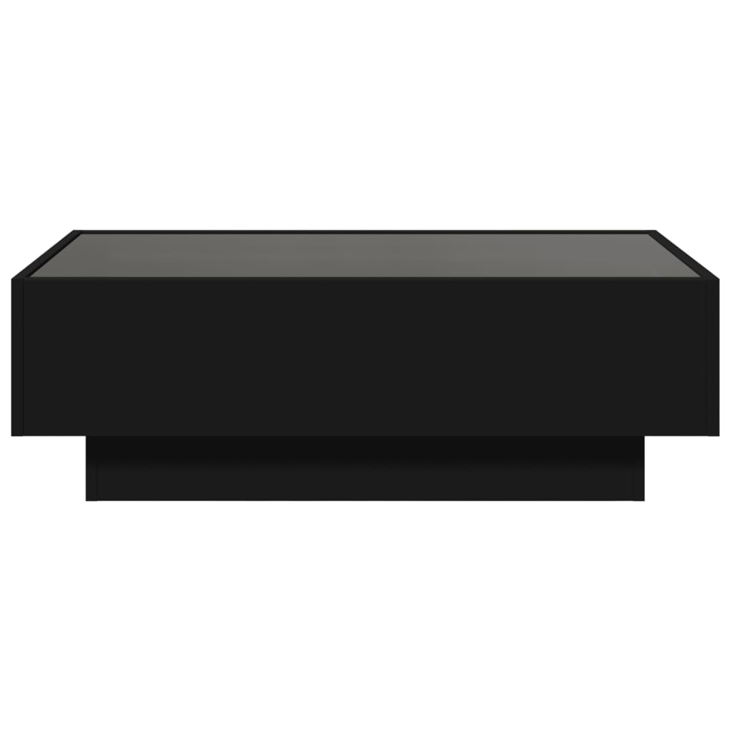 Salontafel met LED 90x50x30 cm bewerkt hout zwart