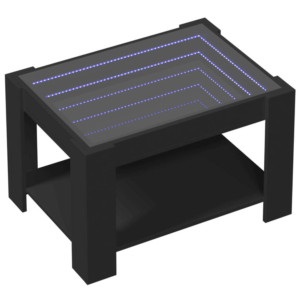 Salontafel met LED 73x53x45 cm bewerkt hout zwart