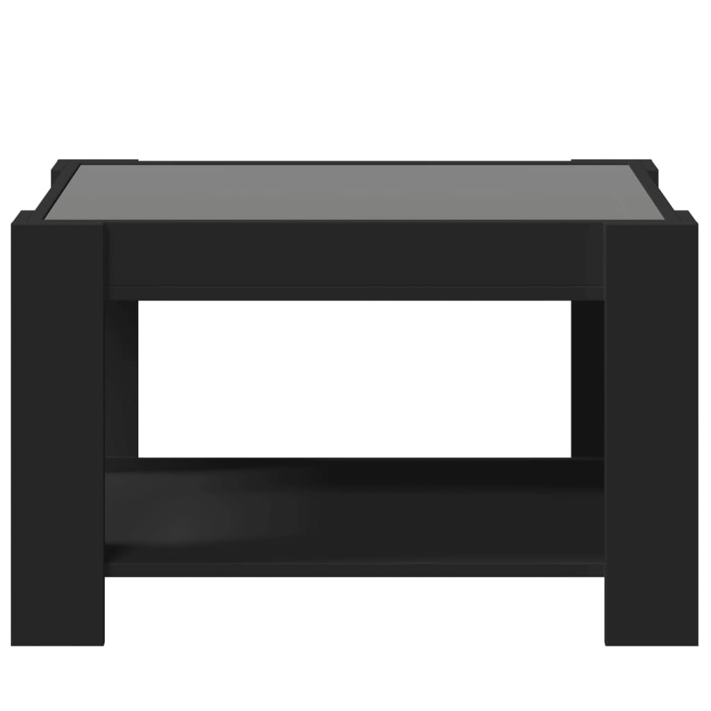Salontafel met LED 73x53x45 cm bewerkt hout zwart