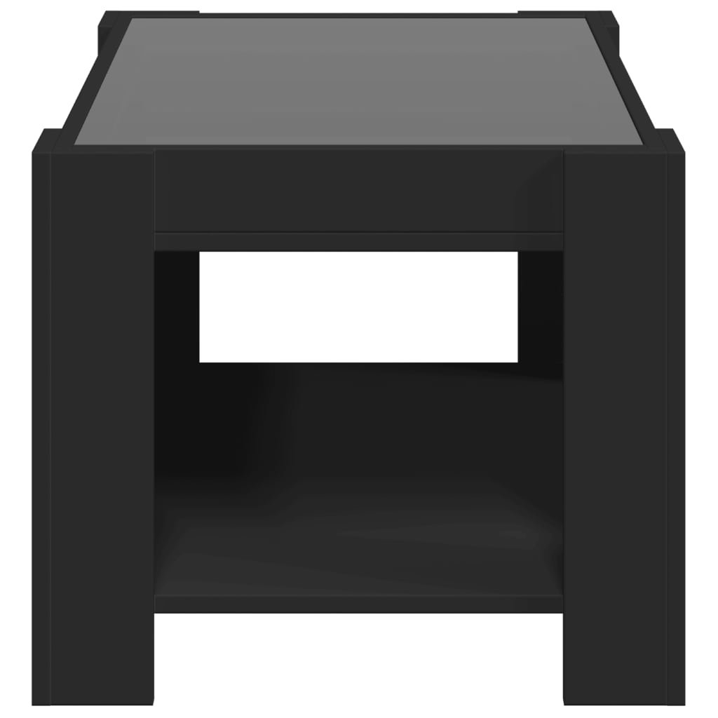 Salontafel met LED 73x53x45 cm bewerkt hout zwart